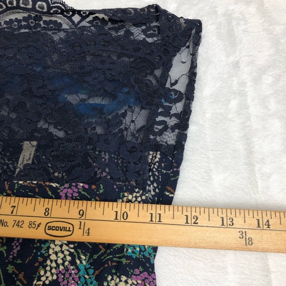 Free People Wheat Print & Lace Dress, Navy, Size S - Picture 6 of 8